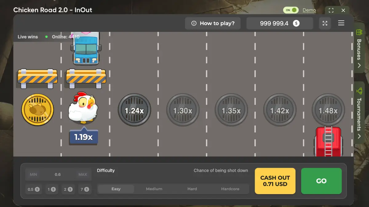 Chicken Road 2 cashout button and live multiplier on mobile screen