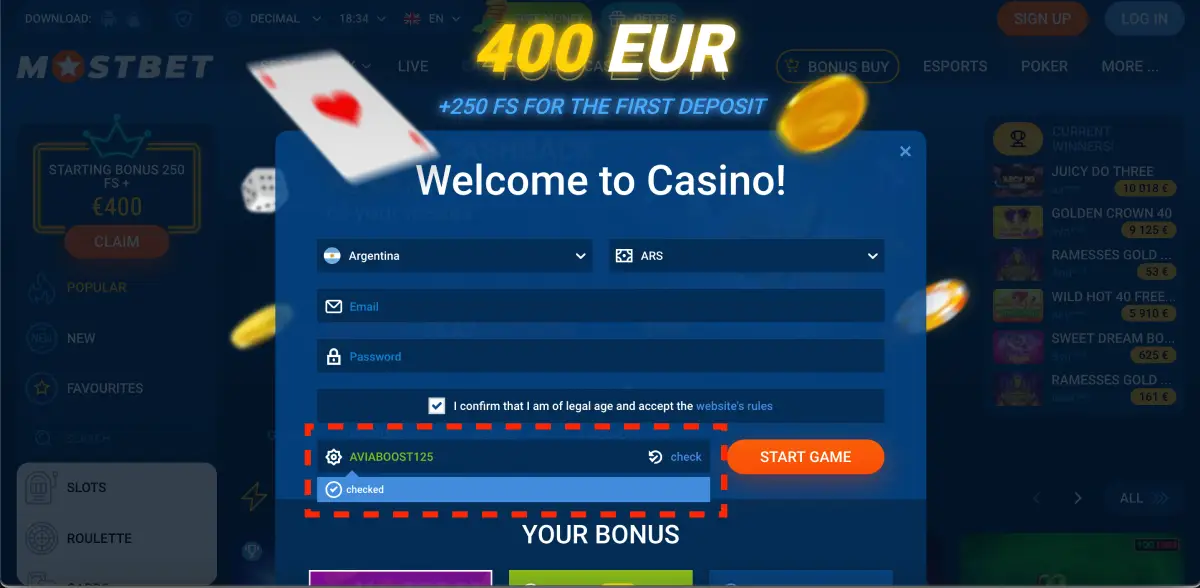 Modulo di registrazione sul sito Mostbet prima di iniziare Chicken Road
