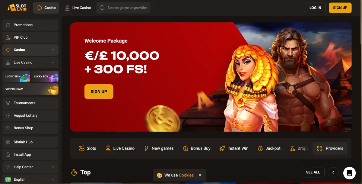 Interfaz principal del casino SlotLair Chicken Road